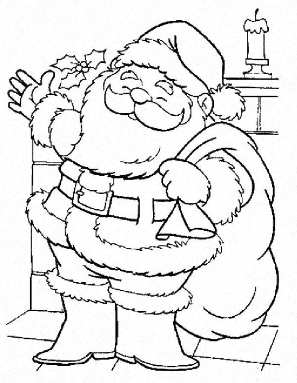 Wesoły Mikołaj z wielkim brzuchem kolorowanka do druku